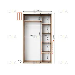 Шафа-купе Idea серія 5 120 x 60 x 210 см Дуб сонома Дзеркало - мініатюра 2