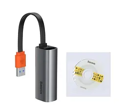 Мультипортовий адаптер USB Хаб Baseus Steel Cannon Series USB A Gigabit LAN Adapter CAHUB-AD0G Dark Grey - мініатюра 3