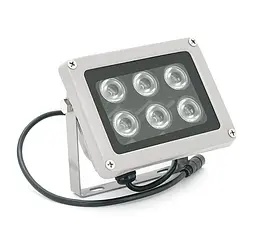 Інфрачервоний прожектор ІЧ Voltronic GYIR6 на 6 діодів, 12 V, 24 W, IP66, 850 Нм, до 50 м, кут 120