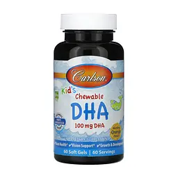 Омега-3 риб'ячий жир Carlson Kids Chewable DHA для дітей для серця, мозку та зору 60 софтгелів