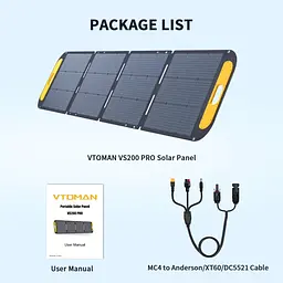 Сонячна панель Vtoman 200W 19V IP67 MC-4/Anderson/XT60/DC5521 - мініатюра 4