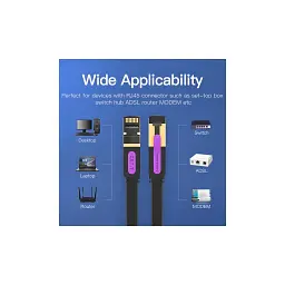 Патч-корд 15м, UTP cat 7 RJ-45 flat black Vention (ICABN) - мініатюра 6
