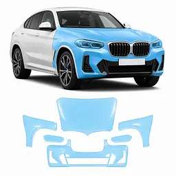 Антигравійна захисна бронеплівка за лекалами для BMW X4 G02 facelift 2021- передня частина авто (капот бампер фари крила)
