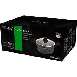 Каструля Bollire Venezia, з кришкою, чорна, 24 см, 4,5 л (BR-1003) - мініатюра 2