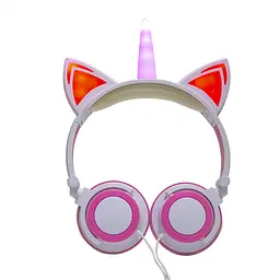 Навушники Linx Unicorn Ear Headphone з вушками Єдиноріг LED Рожевий (2996) - мініатюра 3