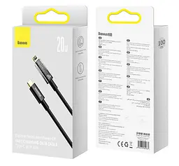 Кабель Baseus Explorer Series Auto Power-Off Fast Charging Data Cable Type-C to IP 20W 1m CATS000001 Black - мініатюра 4