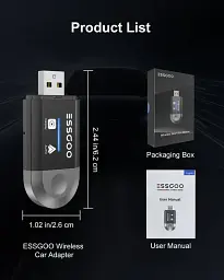 Бездротовий адаптер ESSGOO CarPlay для Apple CarPlay та Android Auto, сумісний із системами iOS 10+ та Android 11+ - мініатюра 3