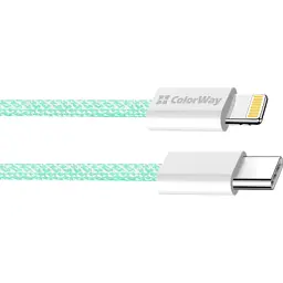 Дата кабель USB-C to Lightning 1.0m 27W green ColorWay (CW-CBPDCL061-G) - мініатюра 3