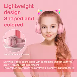 Накладні навушники Onikuma Bluetooth Gaming CAT with LED B90, 800mAh, BT5.0, AUX, 800mAh, 15h, pink - мініатюра 3