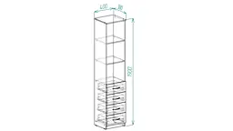 Пенал Анжело Ferrum-decor на 3 полиці з 4 ящиками 1900x400x380 ДСП Дуб Сан-Марино 16 мм (FRD-104924) - мініатюра 4