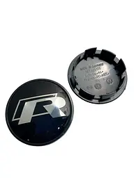 Ковпак колеса Volkswagen R срібний чорний пластик 1 шт 65 мм OEM 3b7601171 (ковпачок, заглушка)