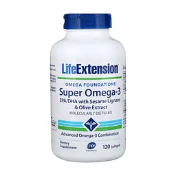 Жирні кислоти Life Extension Супер Омега-3, Omega Foundations, Super Omega-3, 120 желатин (LEX-19821)
