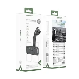 Автотримач для телефона Acefast D60 dual magnet car holder for dashboard чорний - мініатюра 2