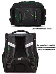 Ортопедичний шкільний рюкзак (ранець) School Standard 6 в 1 для хлопчика 570 гр 14,5 літрів Чорний з зеленим - мініатюра 7