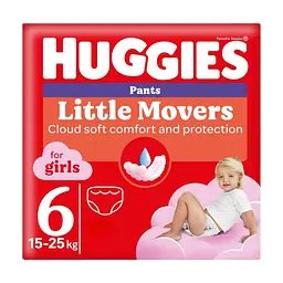 Підгузки-трусики Huggies Little Movers Pants для дівчаток 6 (15-25кг) 74 шт.