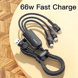 Зарядний кабель Swift 3 в 1 ESSAGER (micro USB, Type-C, Lightning) 1.2метр 66W - мініатюра 5