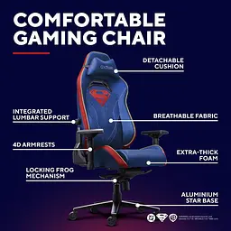 Trust Крісло GXT721SM Ruya Pro Superman edition, ПУ кожа, Foldable Armrests, синій - мініатюра 2