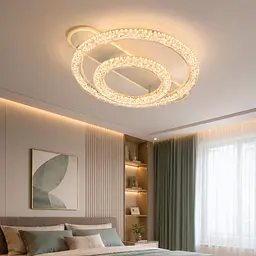 Стельова LED-люстра Diasha 9711/500+300WH, кришталь, димер, пульт, 80 W, 62 см, 13-20m2