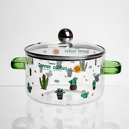Каструля з боросилікатного скла Summer Cactus 1.8 л Yiwu HP-GP-37