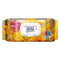 Серветки вологі Summer Fresh (120 шт) Glamour з клапаном 1912