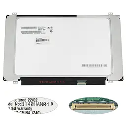 Матриця 14.0" B140HAN04.0 (1920*1080 30pin(eDP IPS 250cd/m2 45% NTSC) LED SLIM (вертикальні вушка) матова роз'єм праворуч