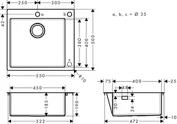 Кухонна мийка Hansgrohe S71 S712-F450 stainless steel 43305800 - мініатюра 2