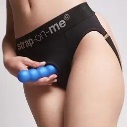 Насадка для страпону Strap-On-Me Dildo Plug Balls Blue Metallic L - мініатюра 7