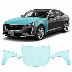 Антигравійна захисна бронеплівка за лекалами для Cadillac CT6 I facelift 2019-2020 - капот і передні крила