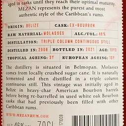 Ром Mezan Belize 2008, 46%, 0,7 л - мініатюра 5
