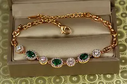 Браслет Xuping Jewelry малинки із зеленими каменями з колами 17,5 см 7 мм золотистий