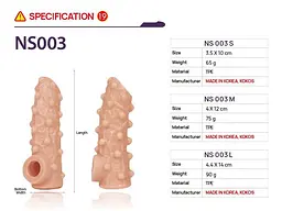 Насадка на член Kokos Nude Sleeve NS 003, S - мініатюра 5