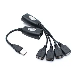 Подовжувач USB по крученій парі RJ45 до 50 м + хаб на 4 порти