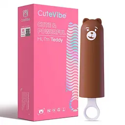 Вібратор CuteVibe Teddy Brown Pink Dildo – Реалістичний під виглядом морозива - мініатюра 3