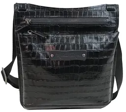 Чоловіча шкіряна сумка Mykhail Ikhtyar 24х26х3 см Чорний (45041 croco black)