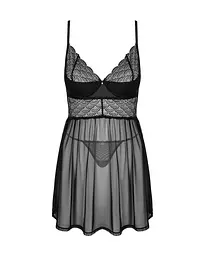 Еротичний комплект Obsessive Chemeris babydoll & thong XS/S, пеньюар та стрінги - мініатюра 3