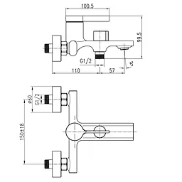 Змішувач для ванни TOPAZ Moderno TMD-33101-H78A хромований з лійкою і шлангом для душу - мініатюра 2