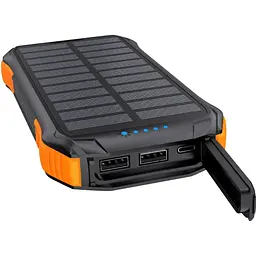 УМБ Choetech 10000mAh 2xUSB-A, 1xUSB-C, Solar panel, Qi-5W Black-Orange (B659-OR)