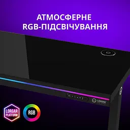 Геймерський стіл Lorgar PRO 80G Glass Black (LRG-DP80G) - мініатюра 14