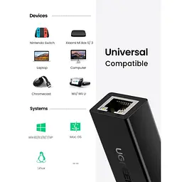 Перехідник USB 2.0 AM to RJ45 Ethernet 100Mbps CR110 Ugreen (20254) - мініатюра 2