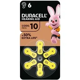 Батарейка Duracell для слухових апаратів розмір 10 6 шт. в упаковці (5007510/5011445)