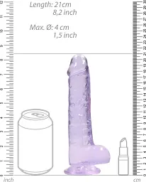 Фалоімітатор Realrock Crystal Clear Dildo Realistic 8 21 см фіолетовий - мініатюра 5