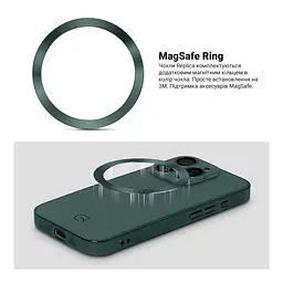 Чехол-накладка для Apple iPhone 13 Pro Max, Replica MagSafe, зеленый, противоударный защитный чехол с магнитным кольцом MagSafe, защита всего корпуса, TPU+PC, зеркальный, выступающий бортик вокруг экрана, ArmorStandart (ARM76192) - мініатюра 4