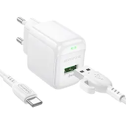 Мережевий зарядний пристрій BOROFONE BAS42A Potential single-port QC3.0 charger set(Type-C) 18W білий - мініатюра 3