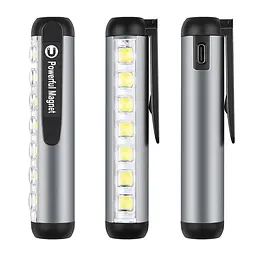 Ручний акумуляторний ліхтар з боковою LED панеллю та магнітом 4 режими свічення UKC ZJ-1159 сріблястий - мініатюра 2