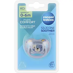 Пустушка Canpol babies Cute Animals силіконова симетрична 0-6 міс. блакитна (34/924_blu) - мініатюра 3