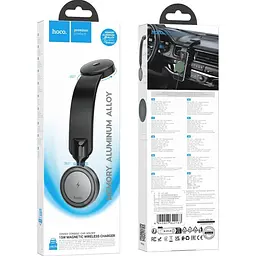 Автотримач із бездротовою зарядкою Hoco HW29 Totem Ring Magnetic Wireless Black Metal Gray [140687] - мініатюра 6