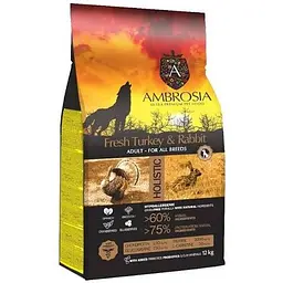 Корм сухий Ambrosia Grain Free Dog Adult Sensitive Fresh Turkey & Rabbit для дорослих собак усіх порід зі свіжою індичкою та кроликом 12 кг