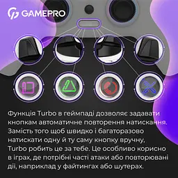 Геймпад GamePro із зарядною станцією 2.4G/BT 5.1/USB (Switch/PC/PS/iOS/Android) RGB White (GPS20W) - мініатюра 10