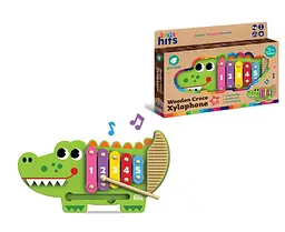 Дерев'яний музичний ксилофон Kids Hits Eco toys Крокодил із 5 металевими пластинами (KH20/018)