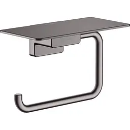 Тримач паперу з полицею Hansgrohe AddStoris Brushed Black 41772340 Шліфований чорний хром
